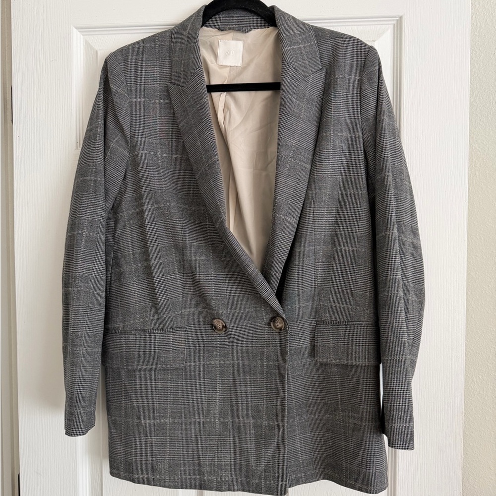 H&M Charcoal Checkered Blazer